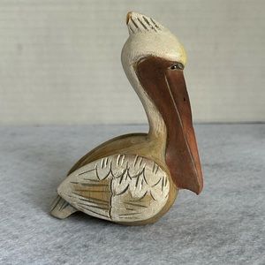 Wooden Pelican Figurine